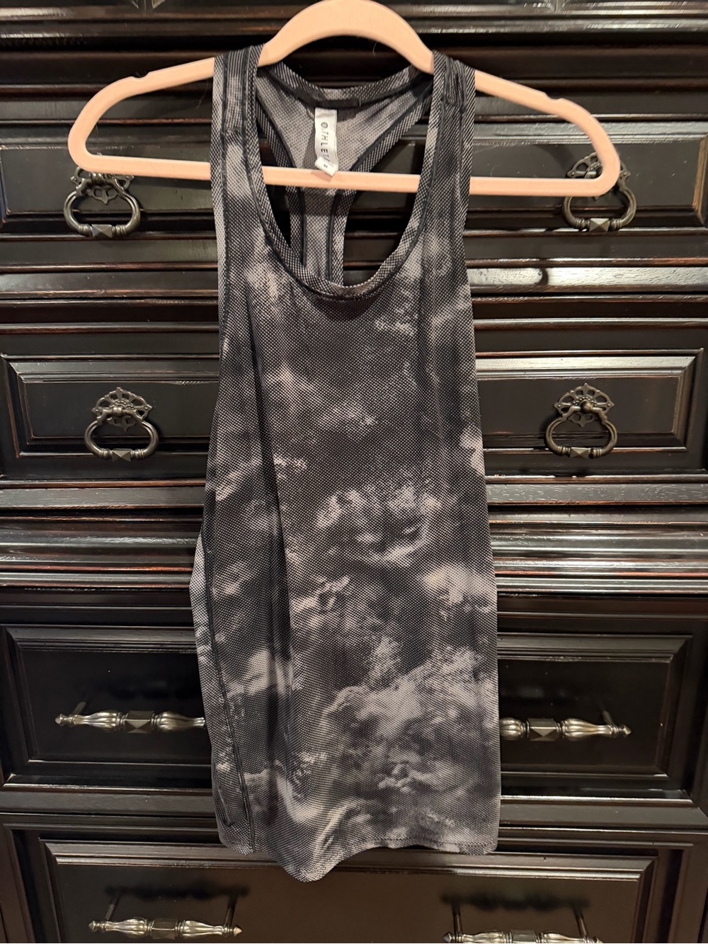 Athleta Black & Gray Tie-Dye Racerback tank